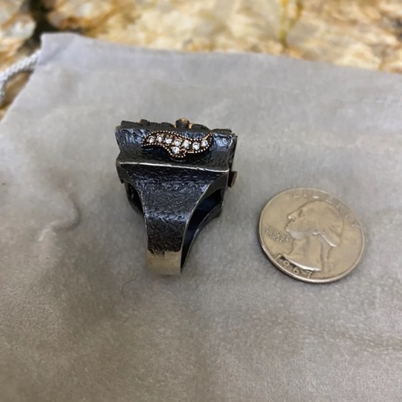 Cocktail Silver Ring Ruby Emerald square Unisex - Picture 3 of 3